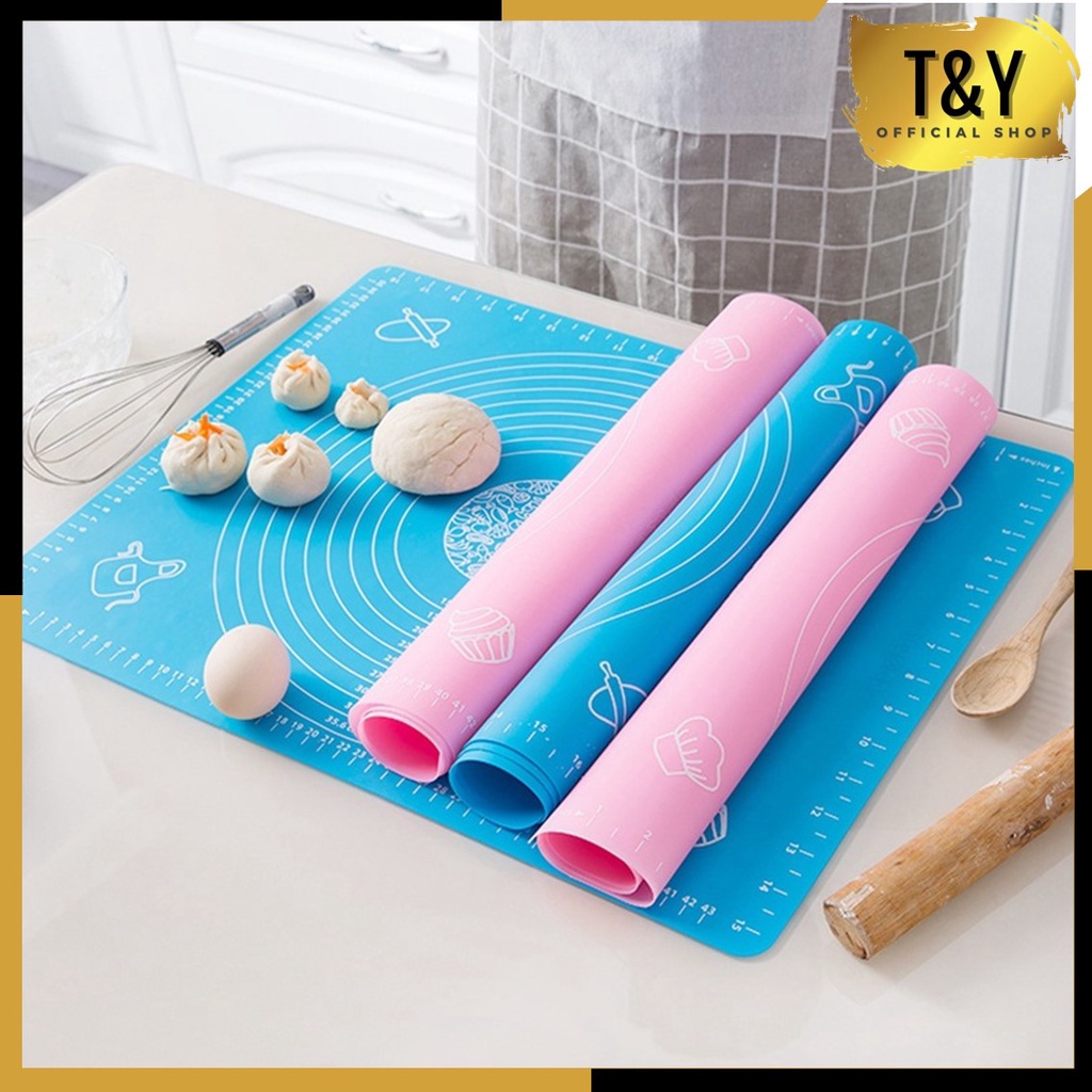 T&amp;Y Alas Tatakan Mat Talenan 50 x 40 cm Giling Gilas Rolling Adonan Kue Roti Pizza Fondant Silmat Silikon Silicone Kneading Pad Anti Lengket Murah