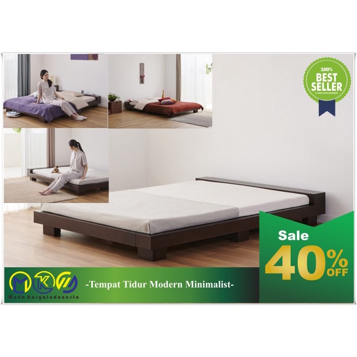 Tempat tidur minimalis kayu jati model lesehan jepang furniture jepara
