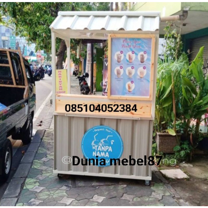 gerobak jualan booth kayu jati Belanda murah gerobak portabel