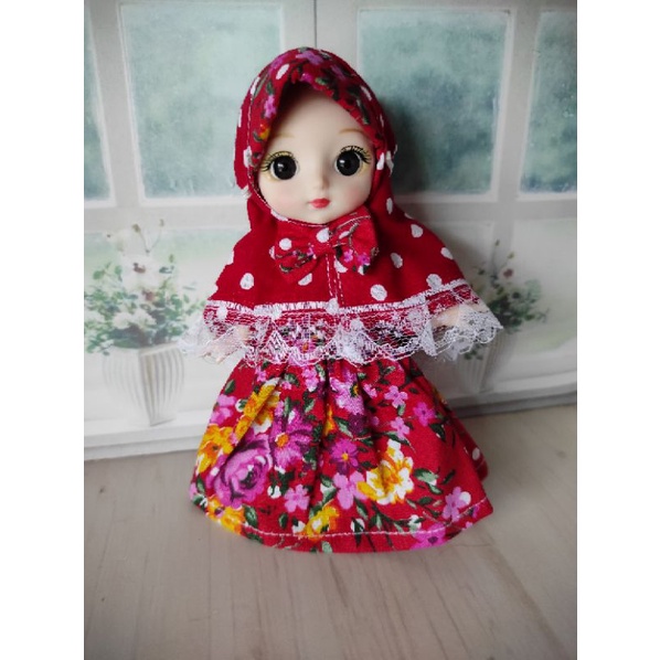 Mainan Anak Perempuan Baju Muslim Gamis Boneka Barbie Mini Doll 16cm Boneka Muslimah