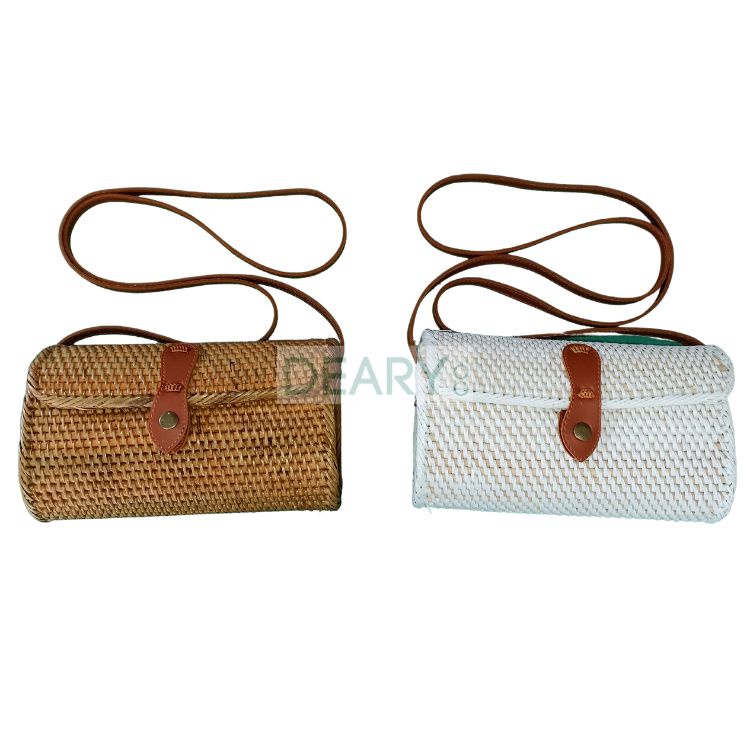 TAS ANYAMAN ROTAN BALI MODEL KOTAK TEMPAT HP / DOMPET TALI SELEMPANG