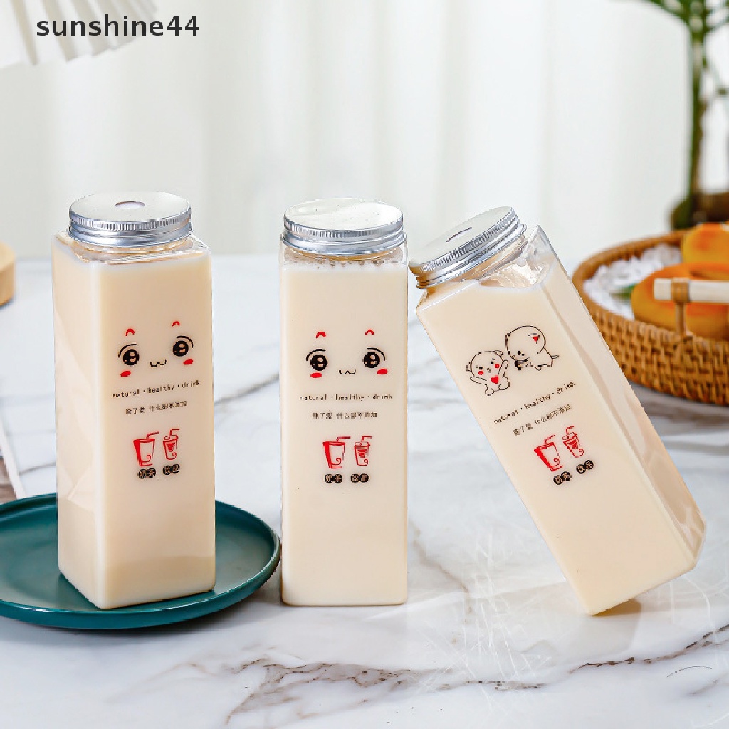 Sunshine Botol Minum Susu / Teh Sekali Pakai 500ml Motif Kartun Hewan Peliharaan