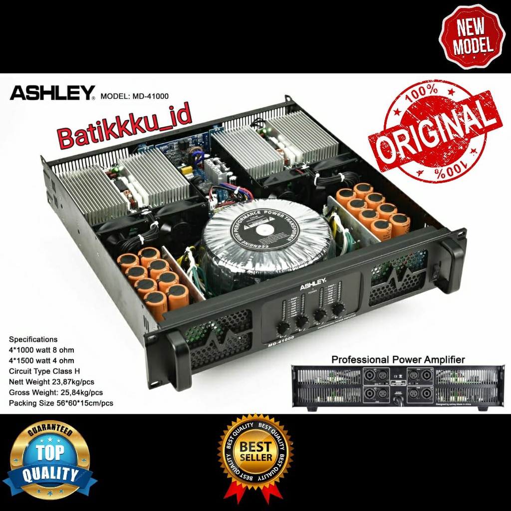 POWER ASHLEY MD 41000 MD41000 ORIGINAL 4CH CLASS H AMPLIFIER 1500 WATT