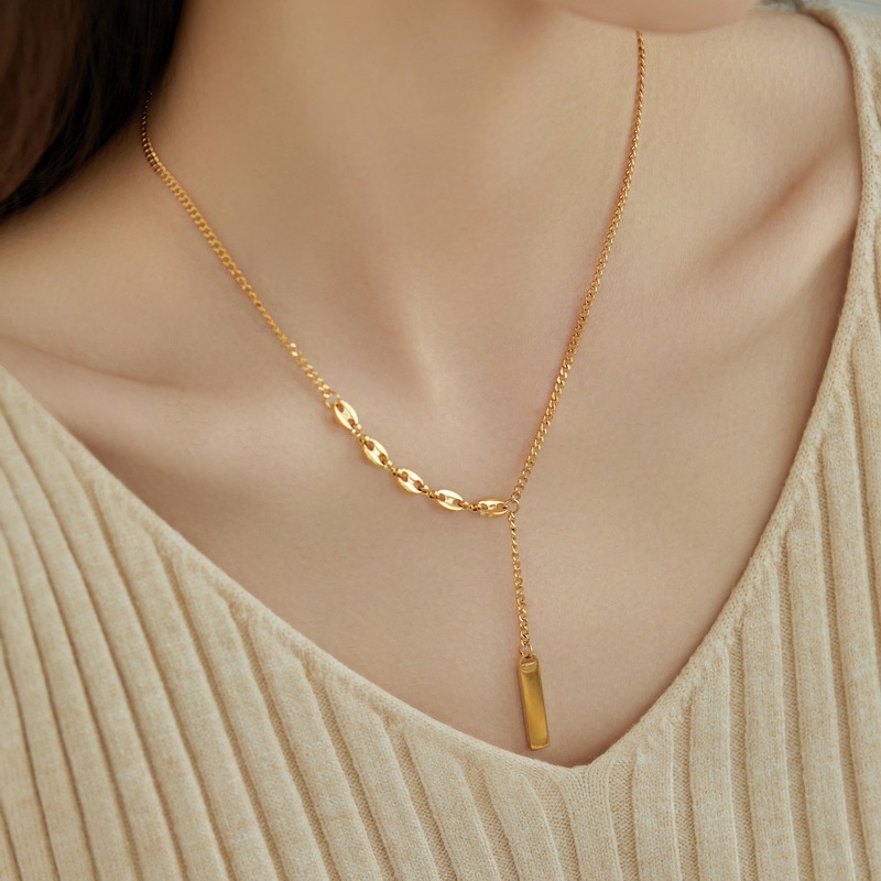 Kalung capit kepiting sisik halus juntai batang titanium anti karat harga grosir bisa COD