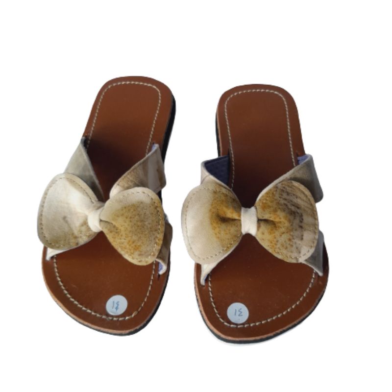 Sandal Ecoprint Anak Flat Suade