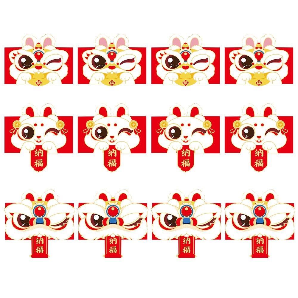 Solighter 12pcs Amplop Merah Pesta Tahun Baru Amplop Tahun Kelinci Festival Musim Semi Hongbao