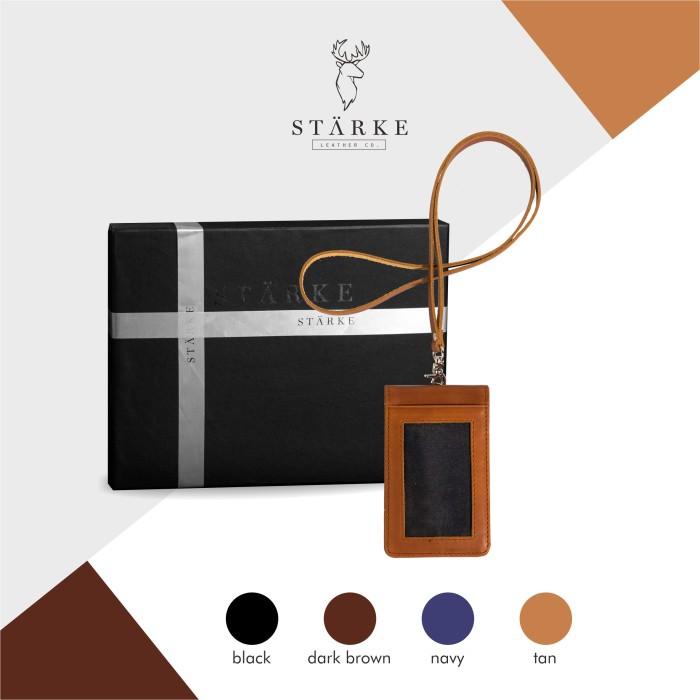 

ID Card Kulit Kancing Lanyard Kulit Asli Kancing Hustle Hog III Tan