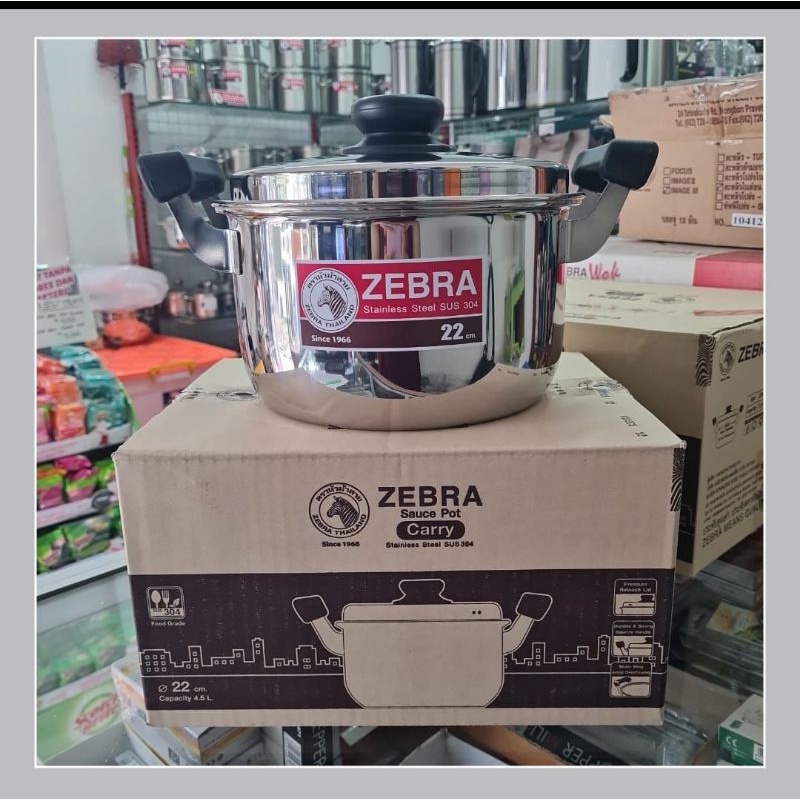 160375 Sauce Pot 22cm Carry, SUS 304, Zebra Thailand, Panci 22cm Zebra