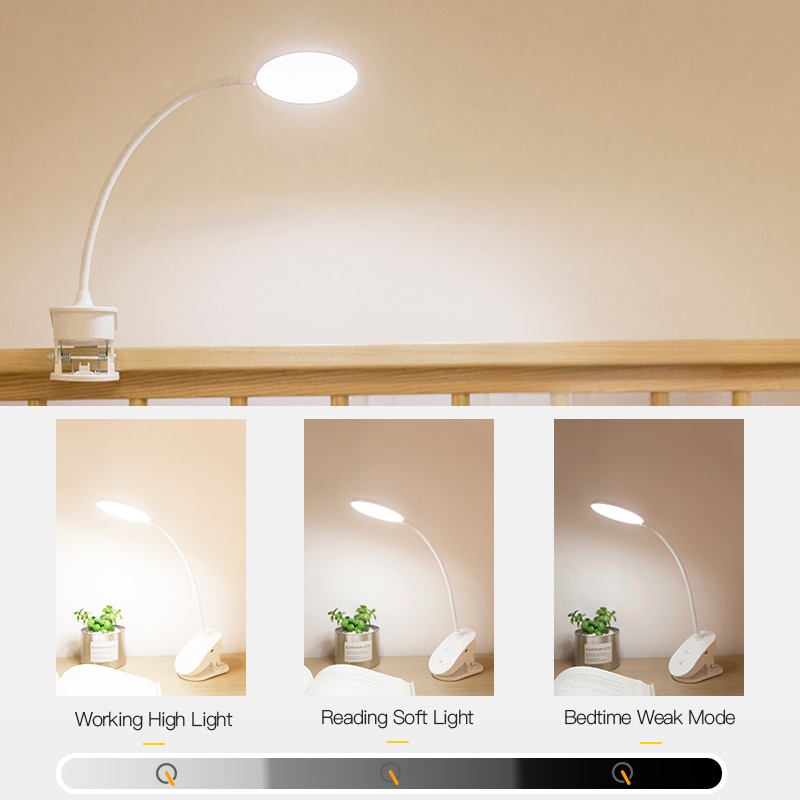 Yage Lampu Meja Belajar LED Clip Circle Design 5700-7300K - YG-T102 - White
