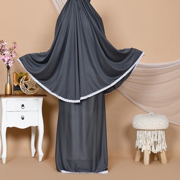 Mukena Siti Khadijah Signature Aluna - Ash Green - Abu-abu