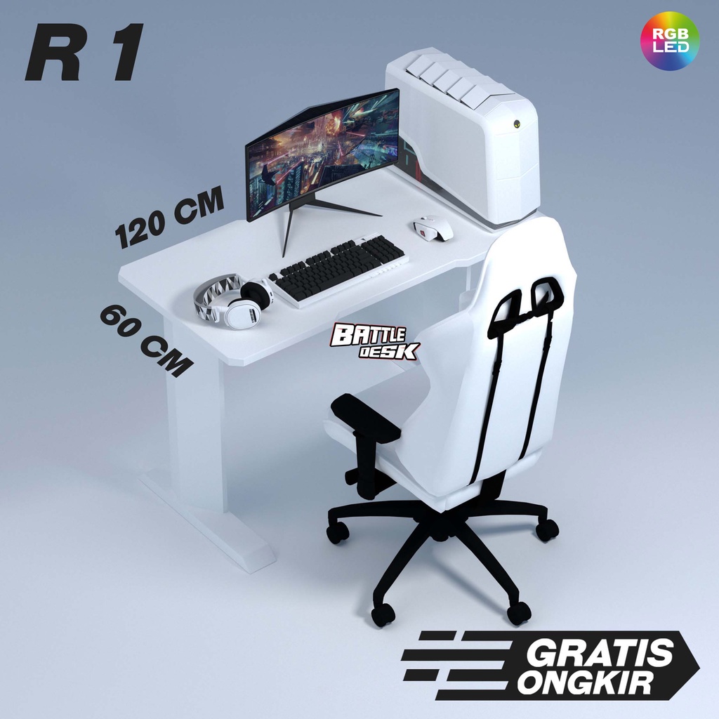 Bergaransi (GGP) Battledesk R 1 - Meja Komputer Gaming PC Desk Desk Office Kantor RGB murah 120x60