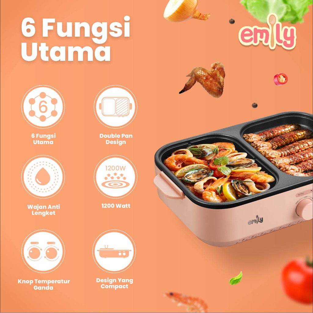 Emily 2in1 Electric Griller | Grill | Alat Masak