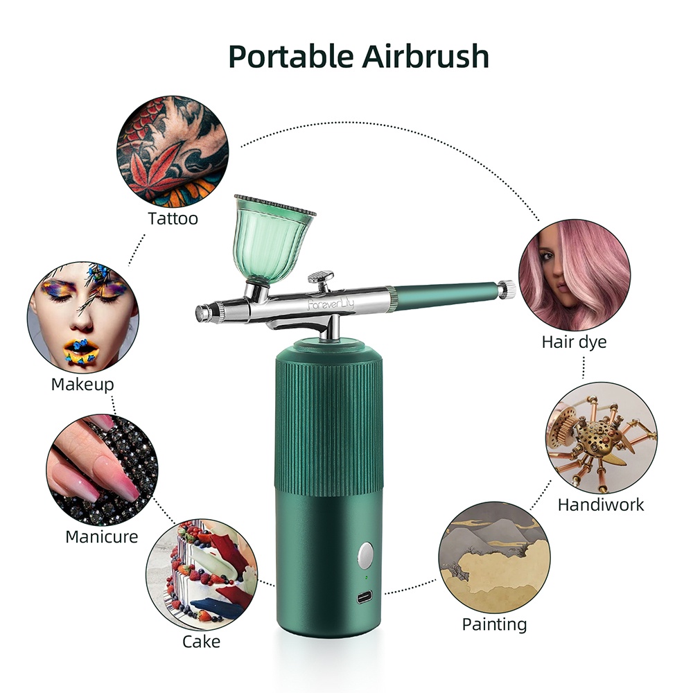 【1-3 Days Delivery】Foreverlily 160kPa Spray Gun Set Mini Airbrush Set Spray Pump Pen Air Compressor Kitv Facial Moisturizing Nail Beauty Cake Making Etc