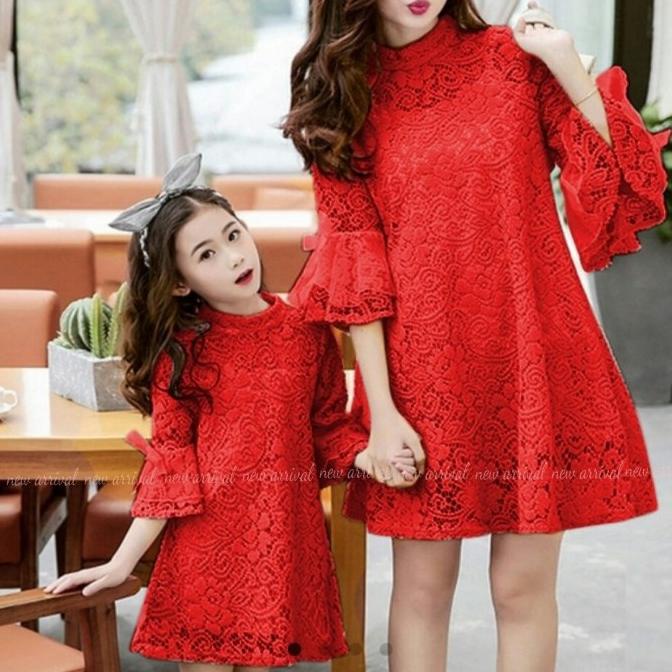 BEST QUALITY - COUPLE BAJU IBU DAN ANAK PEREMPUAN DRESS PESTA NATAL KONDANGAN