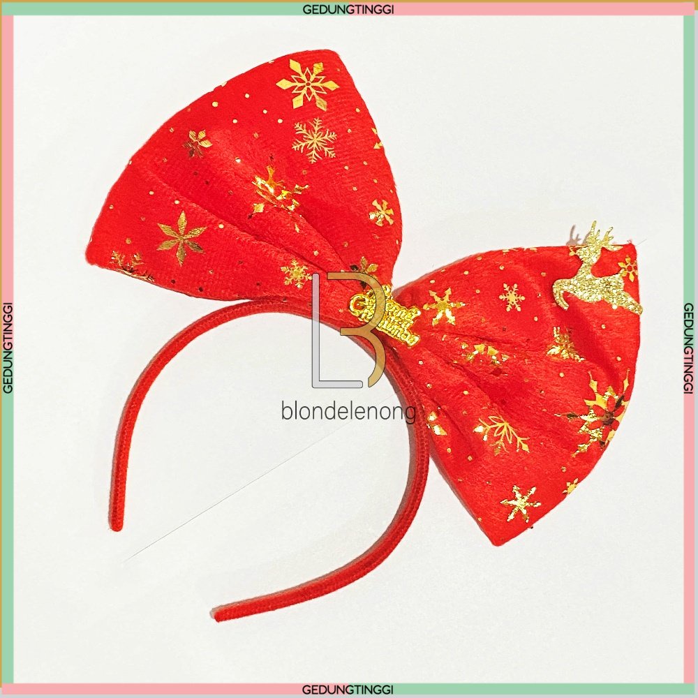 Bando Bandana Jepit Jepitan Ikat Asesoris Aksesoris Fashion Rambut Anak Anak Bayi Baby Perempuan Dewasa Lampu Led Hiasan Dekorasi Ornamen Ornament Pita Pohon Natal Merry Christmas Chrismast Xmas Tanduk Rusa Sinterklas Korea Foil Gold Emas Murah Lucu Set