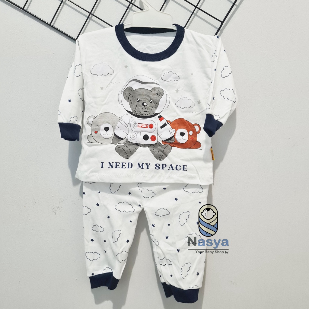 [EN-002] Setelan Panjang Baju Bayi Bahan Kaos Adem motif cartoon