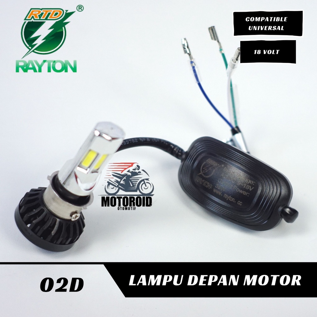 Lampu Depan RTD M02D FREE BONUS SAKLAR DIM 3 TITIK 35w 3 sisi mata LED RAYTON HEAD LAMP