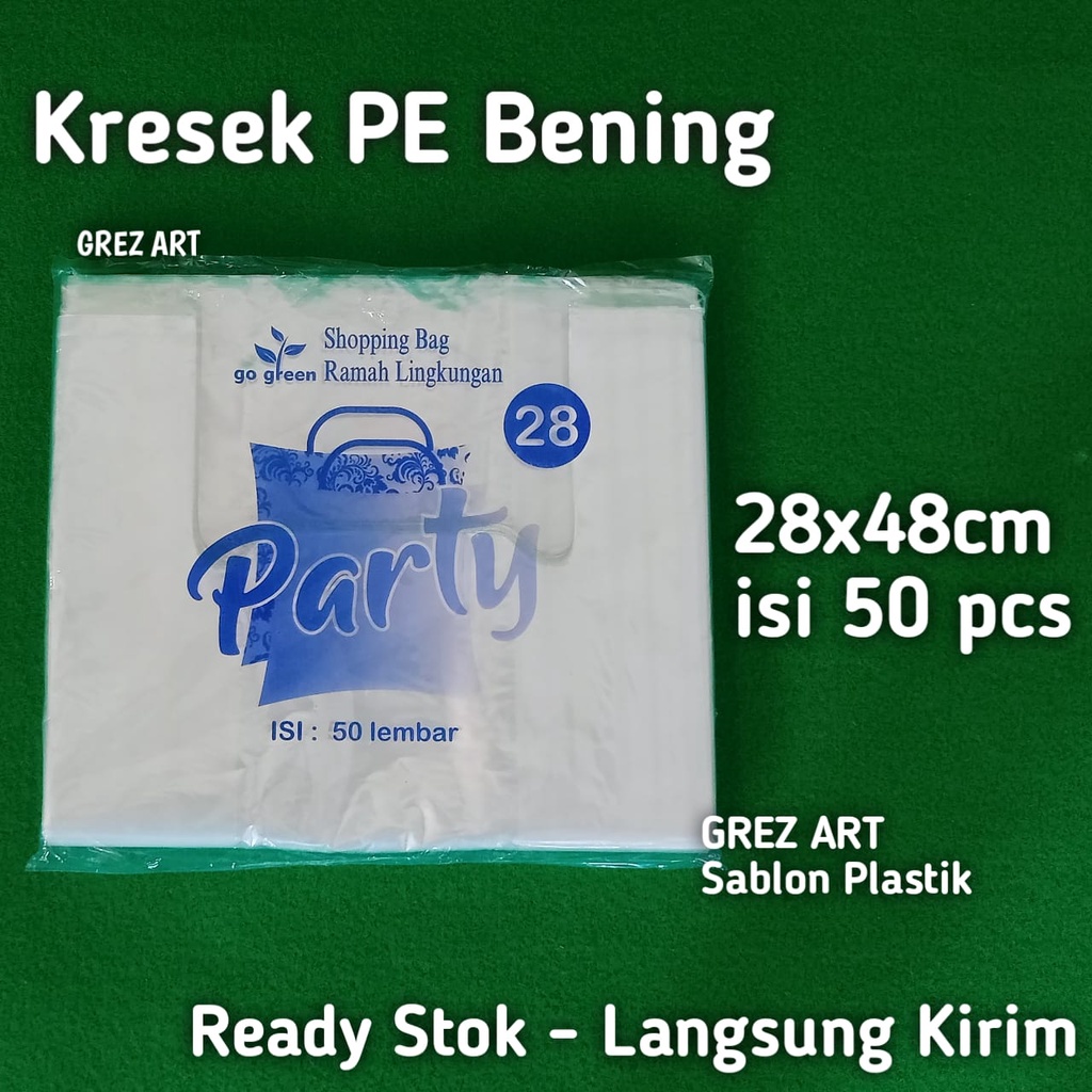 Kantong Plastik Kresek PE Bening 28x48 (isi 50 pcs)