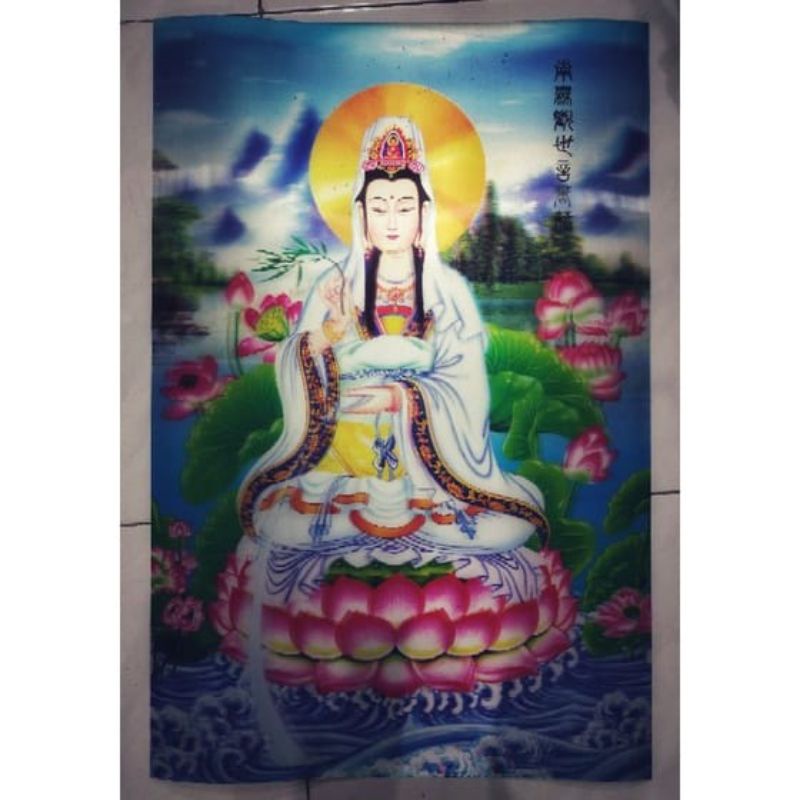 Poster Hiasan Dinding 3D Dewa Dewi Budha Dewi Kwan Im Wall Deco
