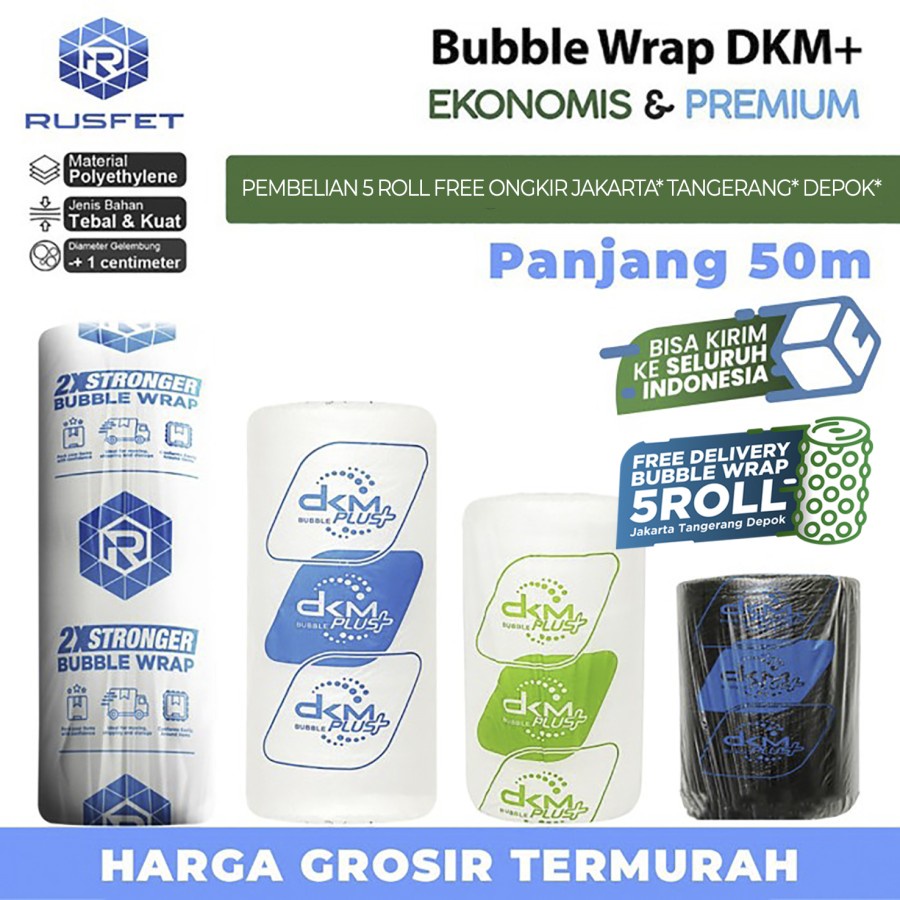 

Plastik Bubble Wrap 50Meter Bubblewrap DKM PLUS PREMIUM / ROLL
