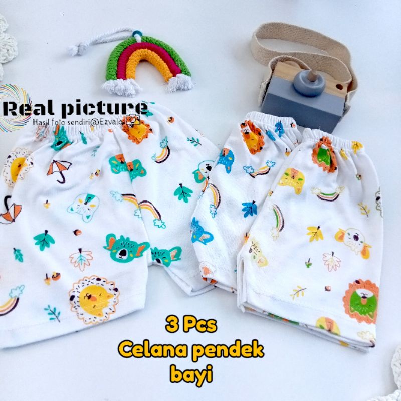 Celana bayi pendek 3 pcs bahan katun tc/celana bayi katun