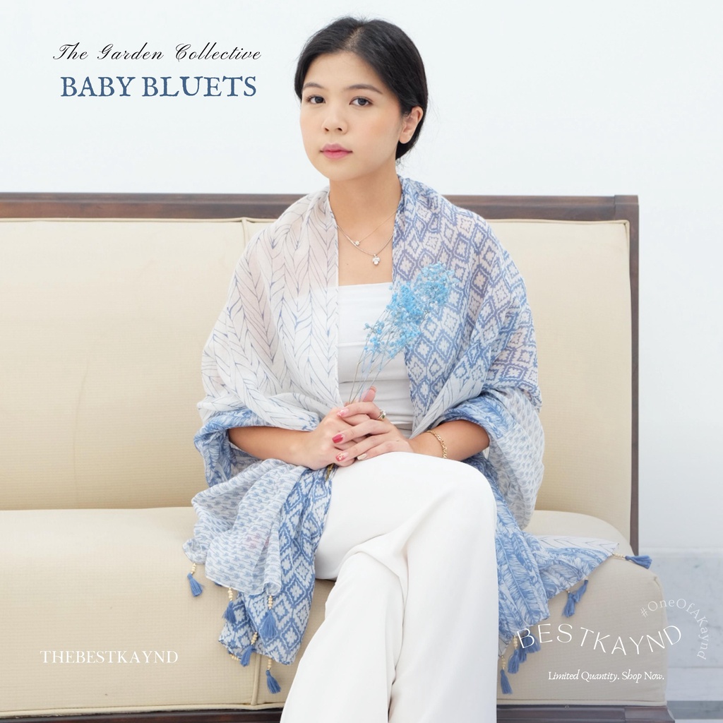 Baby Bluets The Garden Collective | The Best Kaynd |  Premium Scarf Selendang Pashmina Syal Shawl Pasmina Hijab Kain Batik