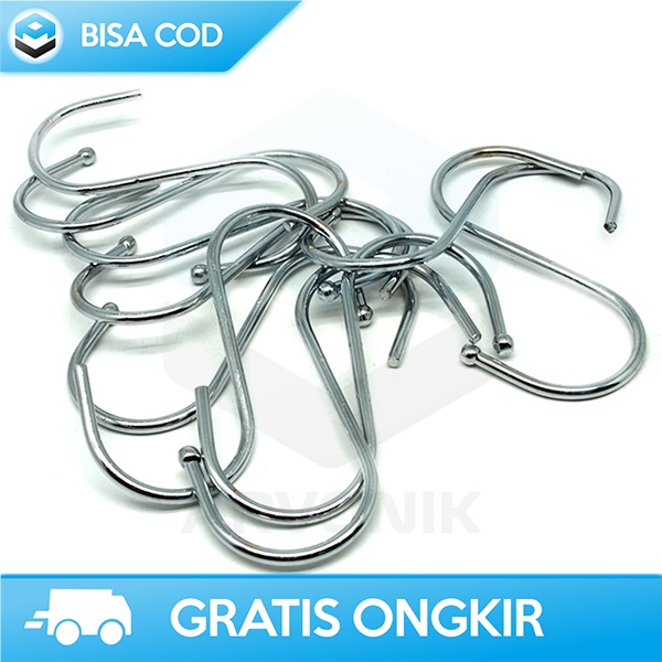 HANGER BENTUK S GANTUNGAN DAPUR STAINLESS STEEL MULTIFUNGSI 6CM 10PCS