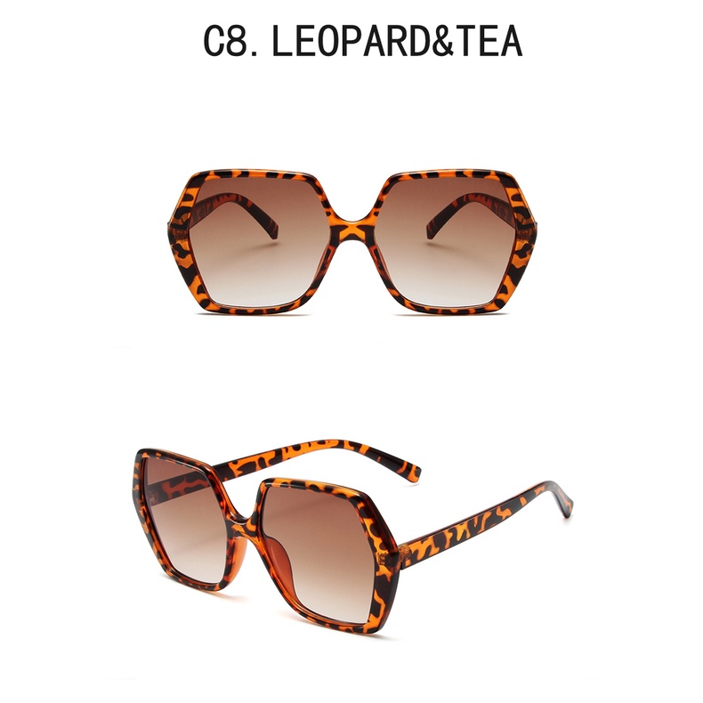 Kacamata Hitam Wanita Frame Poligon Besar Lensa Anti UV Gaya Vintage Untuk Pantai 2022