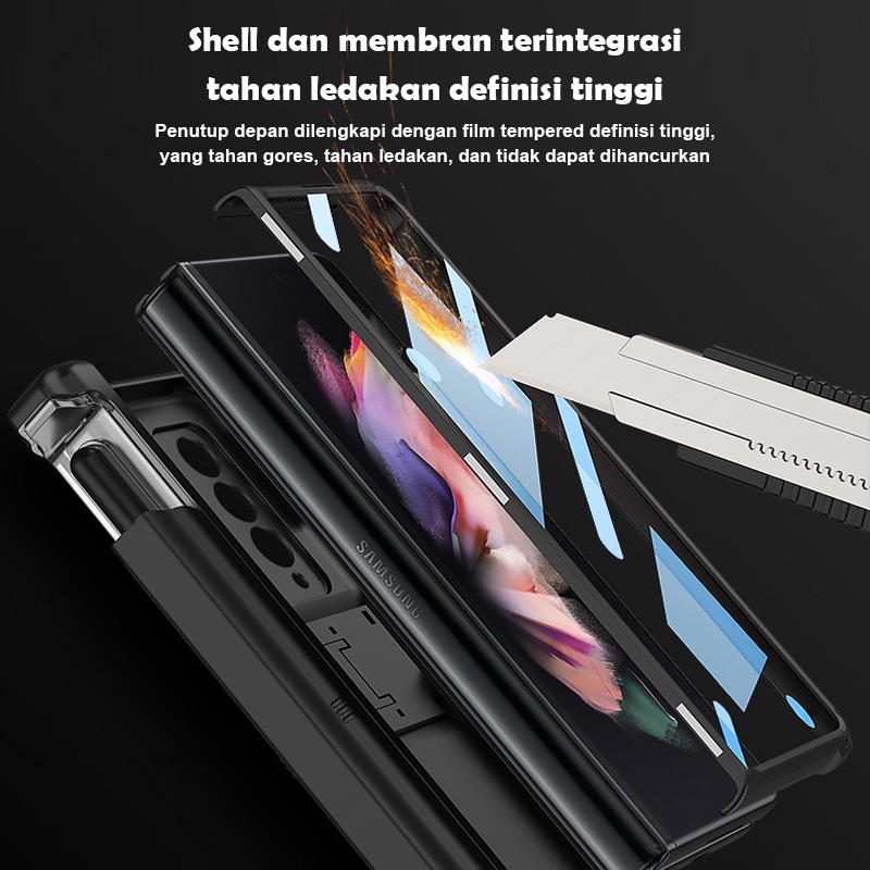 (Pena Gratis)⚡Casing Case Samsung Galaxy Z Fold 3 Dengan Engsel Magnetik Protect ARMOR Stand Adjust Untuk Samsung Galaxy Z Fold 3 Fold3 5G