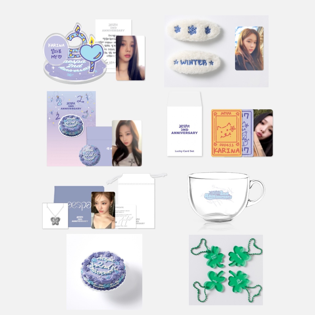 [PO] AESPA 2nd Anniversary MD (Merch) - Acrylic Stand&AR Voice Card/Necklace/Lucky Card/Hair Pin Set
