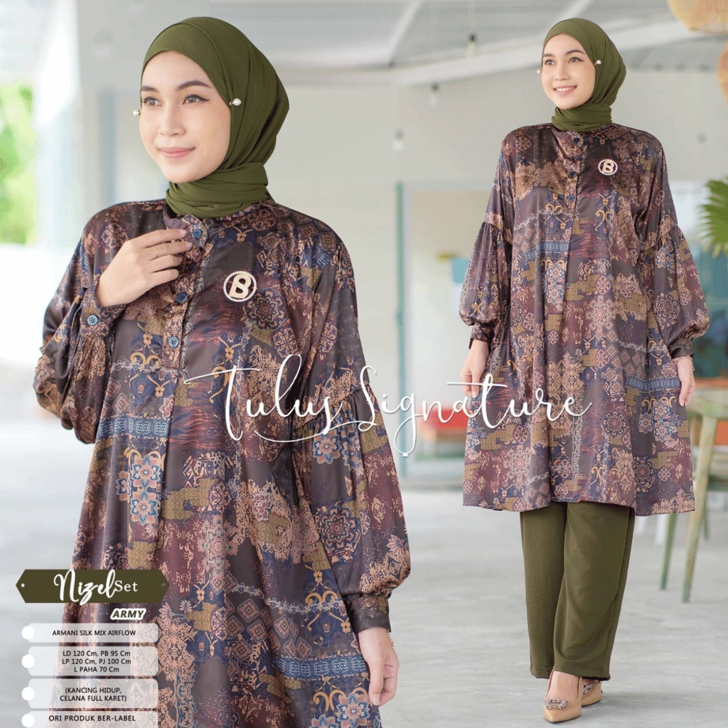 Setelan One Set Wanita Jumbo Kekinian Kondangan Silk Nizel