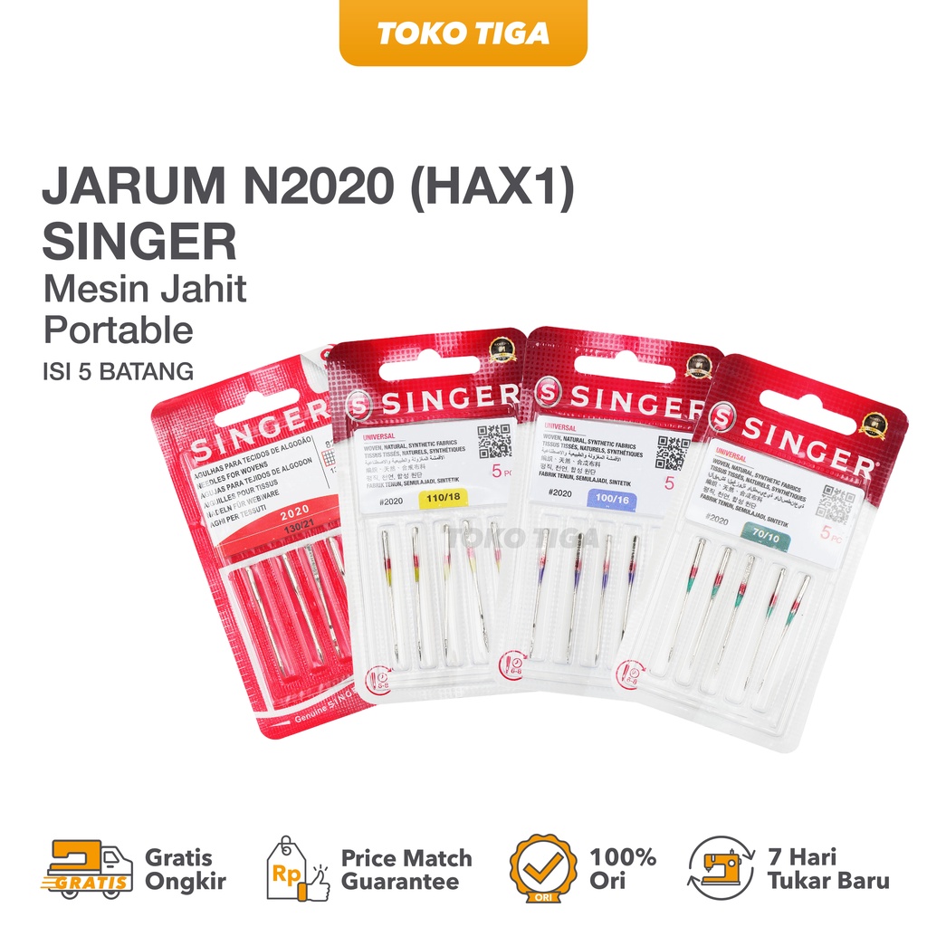 Jarum Mesin Jahit Portable SINGER 2020 RED Blisters Needles