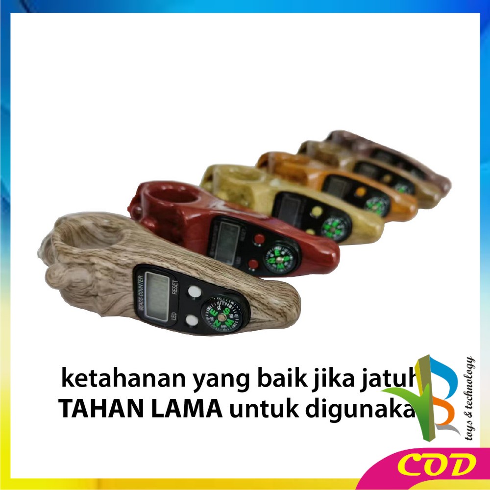 RB-C582 Tasbih Digital Motif Kayu Led + Kompas / Tasbih Kayu Alat Hitung Tahlil Finger Counter Compas / Muslim Tasbih