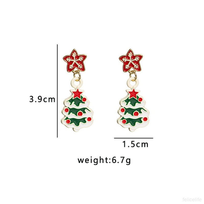 Anting Desain Pohon Natal Snowman