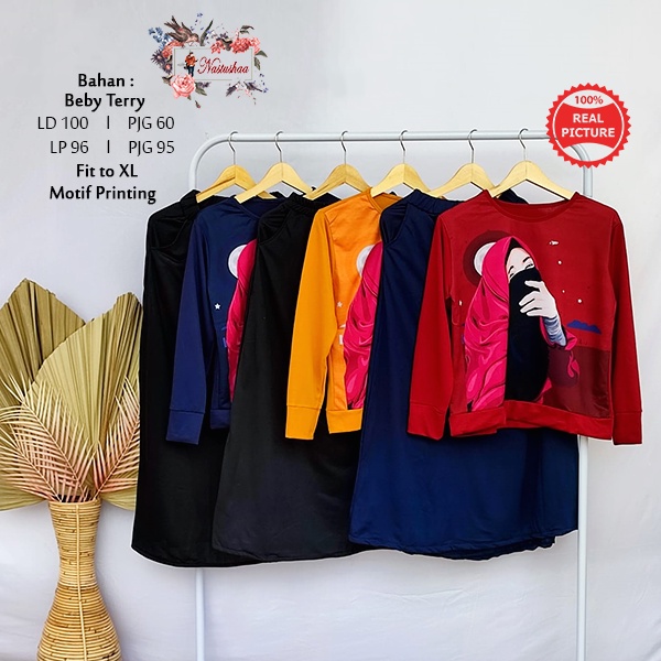 BAJU SETELAN WANITA DEWASA ROK KAOS LENGAN PANJANG BAHAN BABY TERRY TERBARU ONE SET ROK BLOUSE PINGGANG KARET KANTONG KANAN KIRI