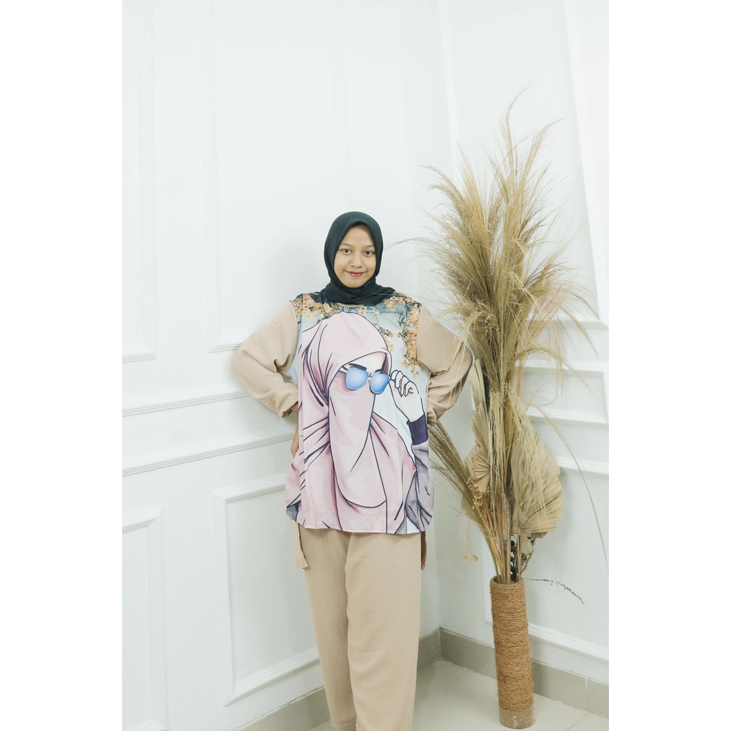 SYAKIRA SET BO BAHAN CRINKLE LD 110 CM - 120 CM UKURAN M L XL XXL SETELAN OUTFIT WANITA KEKINIAN 2022 VIRAL ONE SET WANITA KOREAN STYLE SETELAN JUMBO CRINKLE CELANA DAN ATASAN WANITA SET 2022