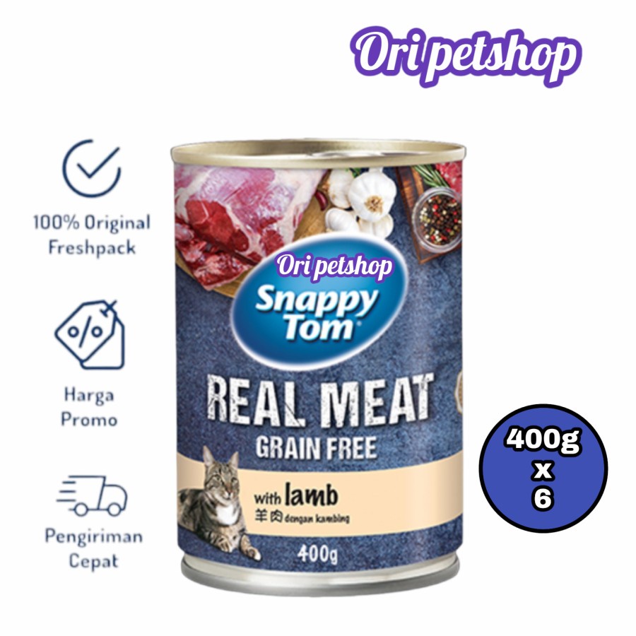 ( 6x ) Snappy Tom Kaleng Lamb Makanan Basah Kucing Wet 400g