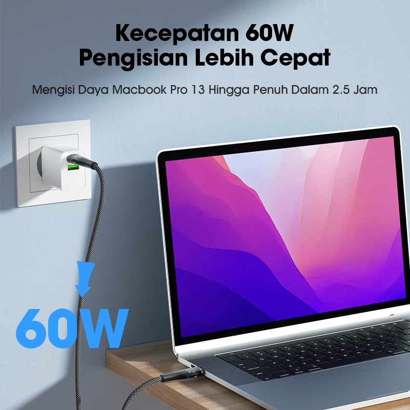 ACOME APD010T Kabel Data PD Type C to Type C 100cm Fast Charging 60 Watt Original - Garansi Resmi 1 Tahun