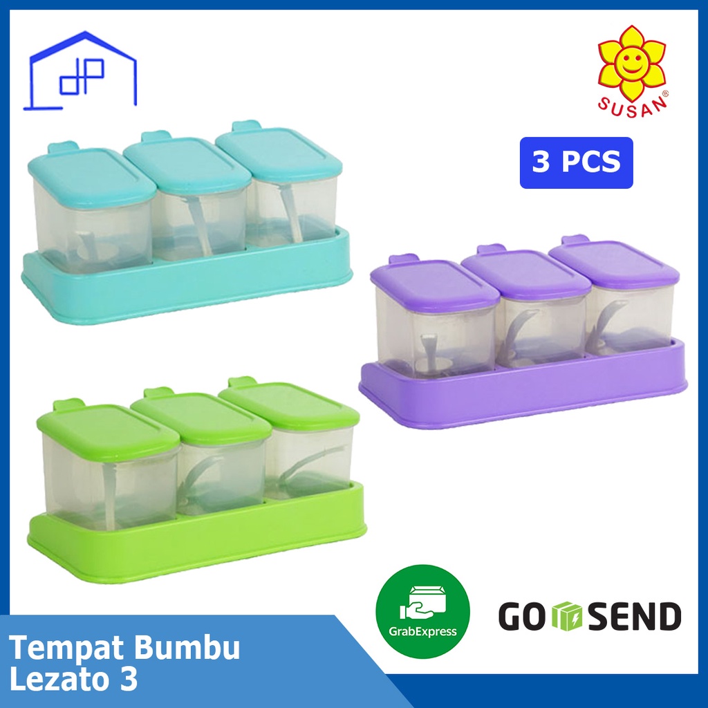 (3PCS) - Tempat Bumbu Lezato Isi 3 - Tempat Bumbu Dapur - Tempat Garam - Rak Bumbu - Wadah Bumbu