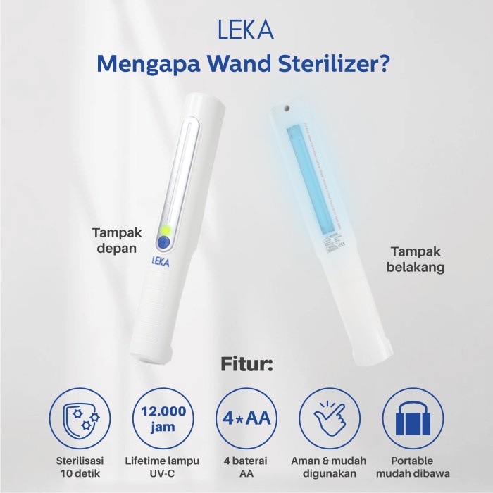Alat Makan Leka Uvc2021 Uv Wand Sterilizer Uvc Lampu Uv Portable Sterilizer