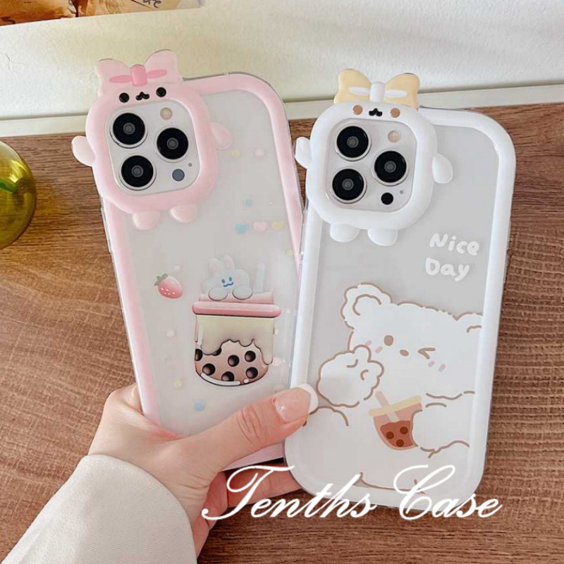 REDMI Redmi12 10C 9A 9C 9T Note12 11 Pro+10 Pro 9T Mi12 Poco M4 Pro X3 GT Minuman Panas Lovely Bear Phone Case Soft Cover Pelindung