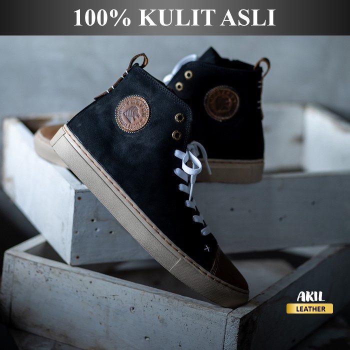 Sepatu Casual Boot Pria fashion Bahan 100% Kulit Sapi Asli Original Premium Reven Caraka Leather Shoes Keren Terbaru Kekinian