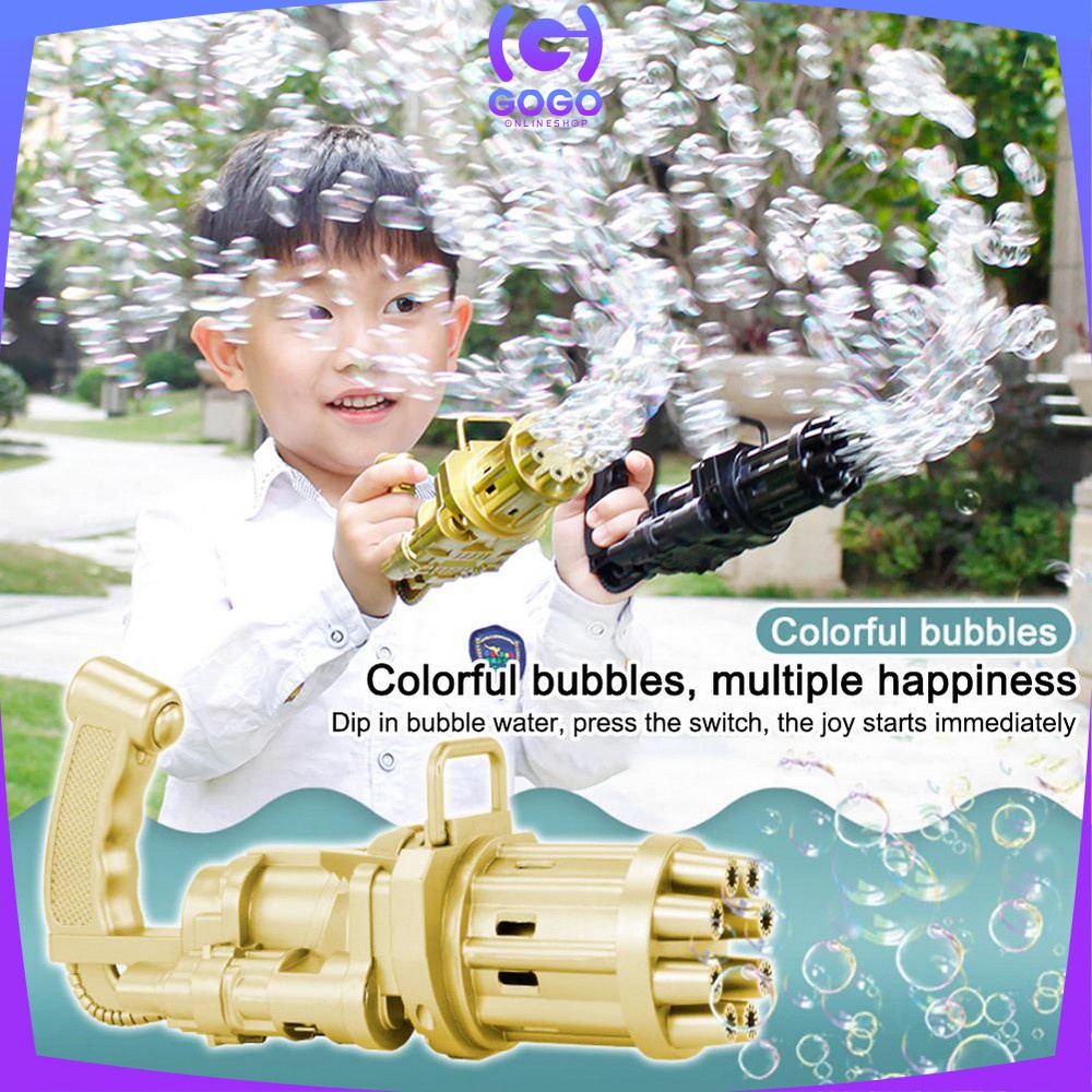 GOGO-M197 Mainan Bubble Gun Pistol Gelembung Sabun Anak Buble Gun Elektrik Machine Gun Bubble Busa