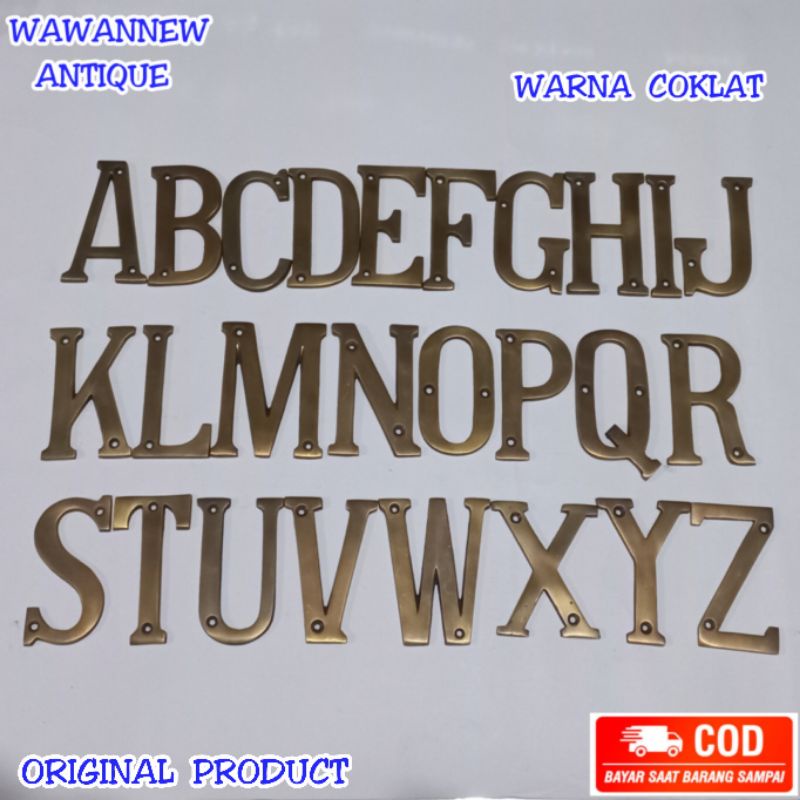 Huruf Plat Alamat Rumah Toko Kuningan Antik Murah A - Z