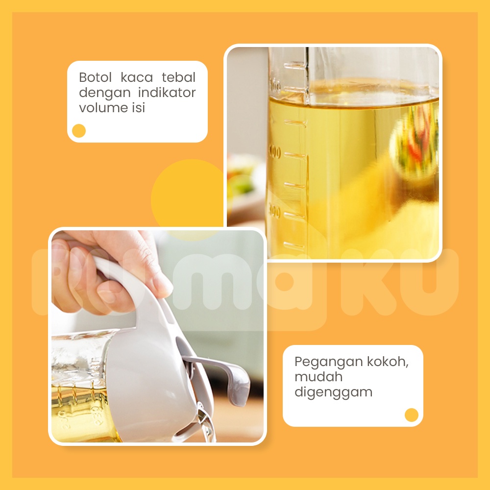 Rumaku Botol Minyak Oil Jug Teko Tempat Minyak Goreng Botol Kecap Cuka Serbaguna 630ml Bahan Kaca