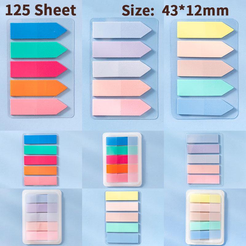 125 Lembar Sticky Note Motif Panah Bahan PET Untuk Penanda Halaman Agenda Kantorsekolah