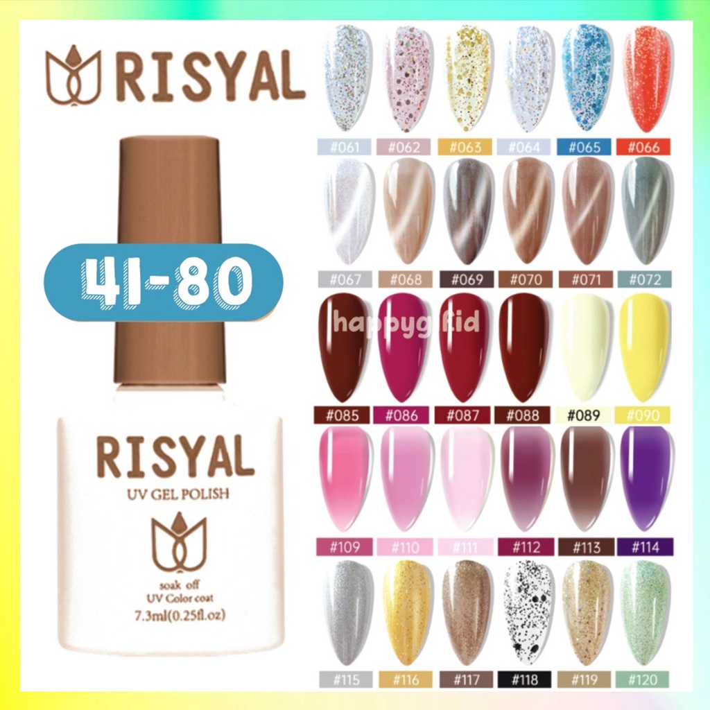 (41-80) RISYAL Kutek Color Nail Gel Halal UV Polish 7.5 ml Cat Kuku KU036