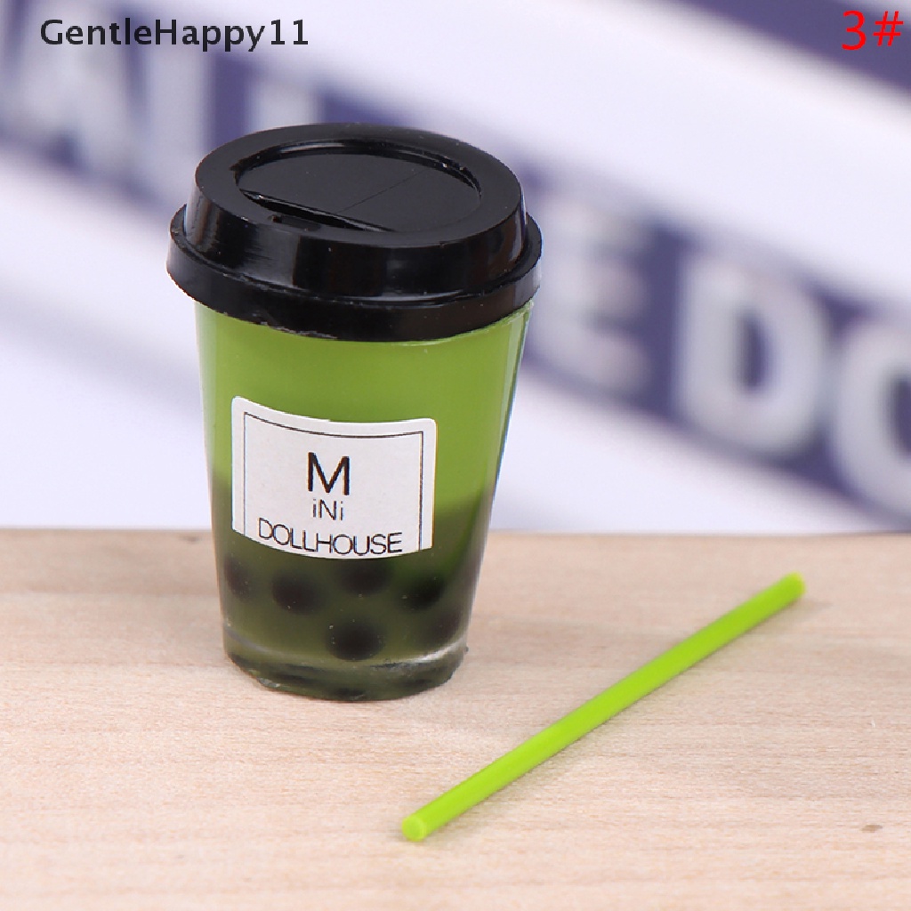 Gentlehappy Mainan Miniatur Gelas Minuman Kopi / Pearl Milk Tea / Sedotan Skala 1: 12 Untuk Dekorasi Rumah Boneka