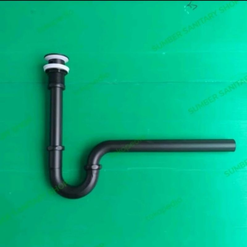 Sifon afur wastafel black set / Sifon wastafel stainless hitam