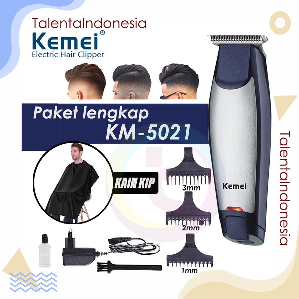 Kemei Alat Cukur Rambut Elektrik Hair Clipper Profesional Cukuran Rambut Paket Terlengkap Kumis Jenggot Bulu Hidung Charger